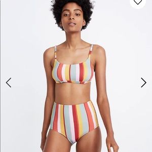 Madewell Multicolor Vertical Stripe One-Piece (High-Waist Look)